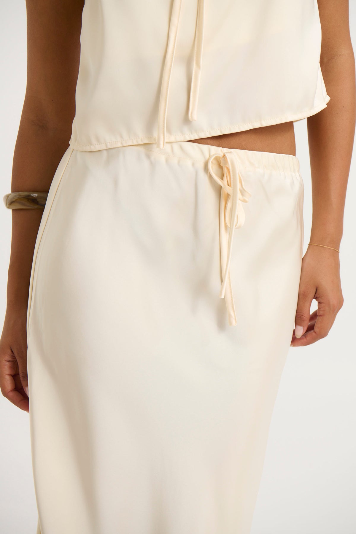 Morgan Satin Skirt Cream