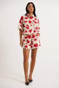 Poppy Short Set Red/Beige