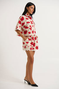 Poppy Short Set Red/Beige