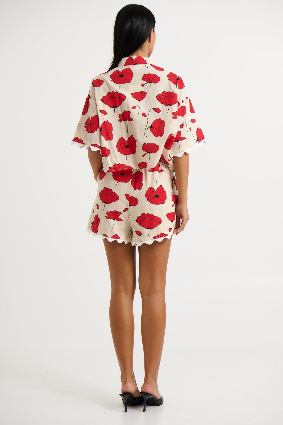 Poppy Short Set Red/Beige