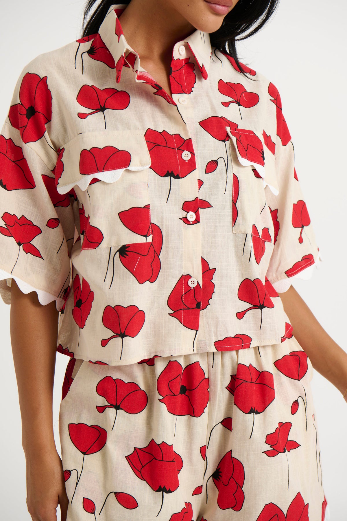 Poppy Short Set Red/Beige