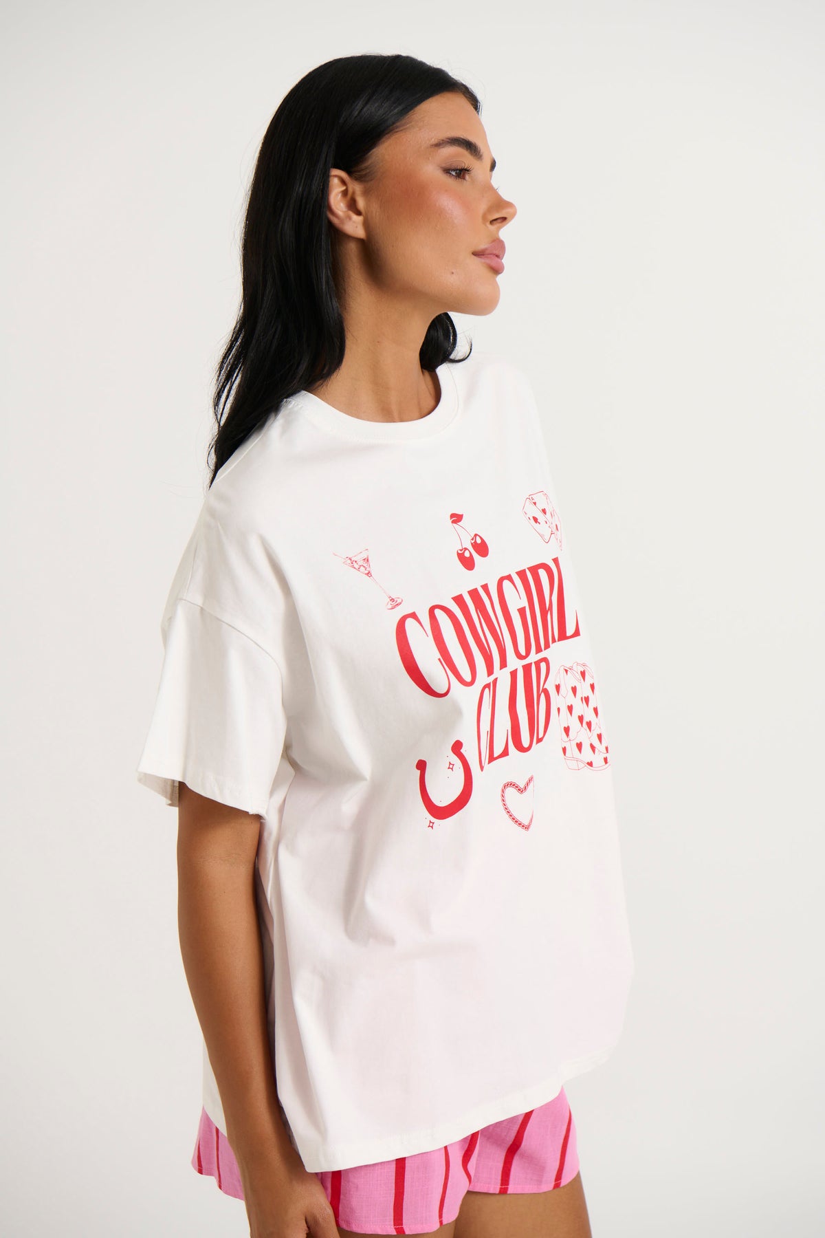 Cowgirl Club Top White/Red