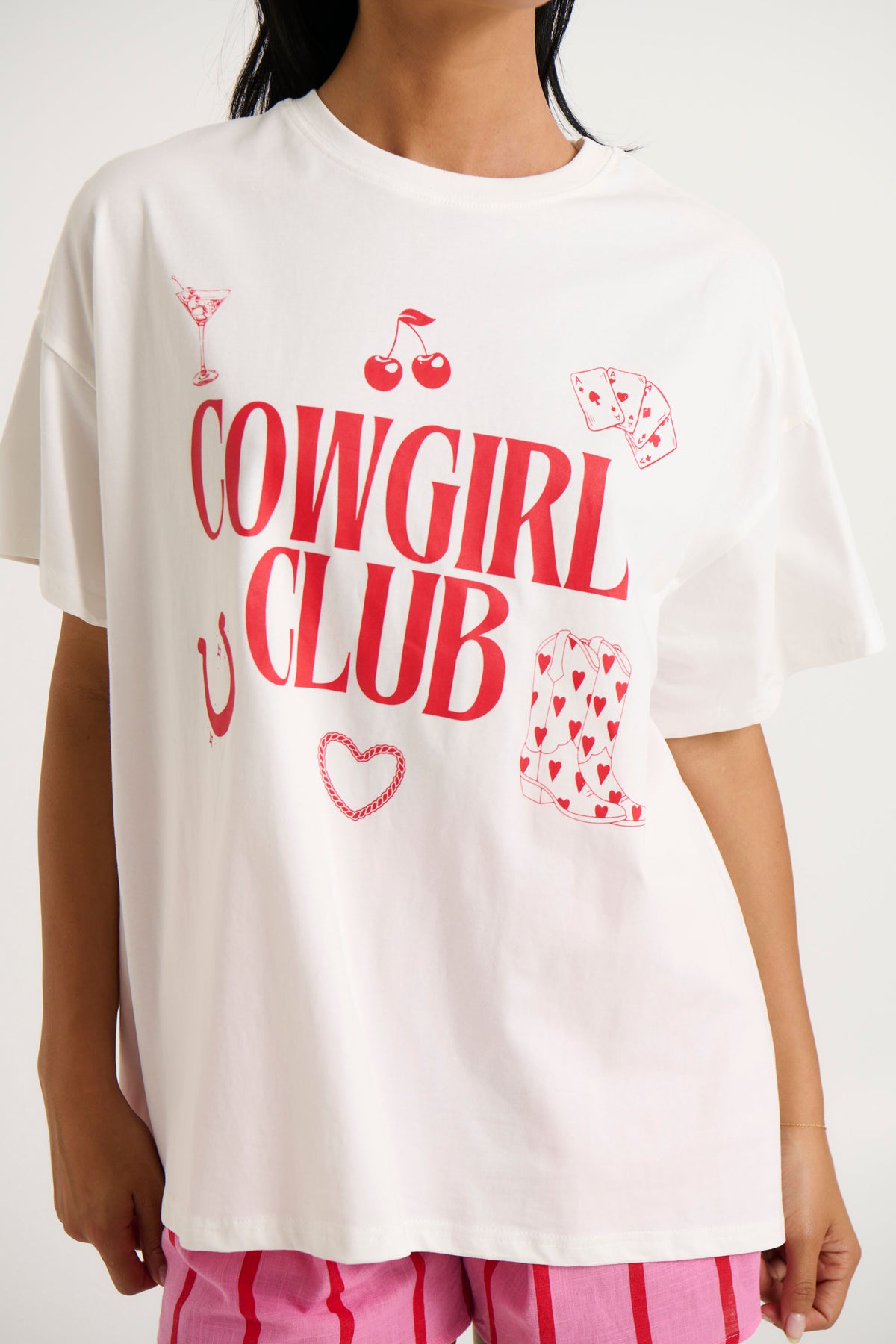 Cowgirl Club Top White/Red