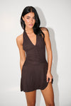 Sera Halter Mini Dress Chocolate