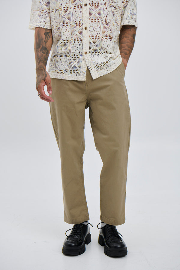 Straight Pleat Pant Light Khaki