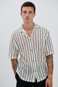 Lucas Drop Shirt Thin Black Stripe