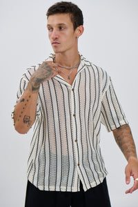 Lucas Drop Shirt Thin Black Stripe