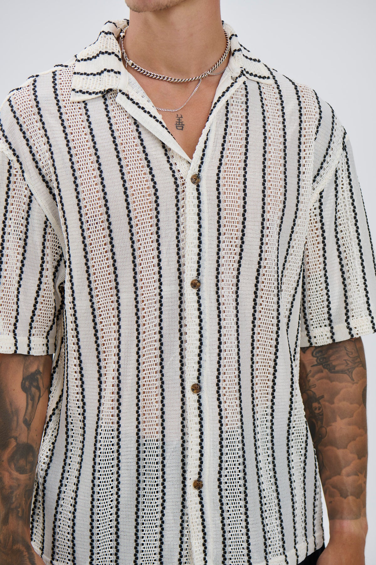 Lucas Drop Shirt Thin Black Stripe