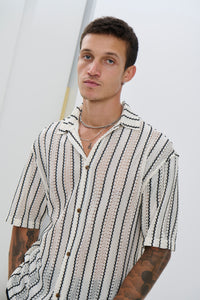 Lucas Drop Shirt Thin Black Stripe