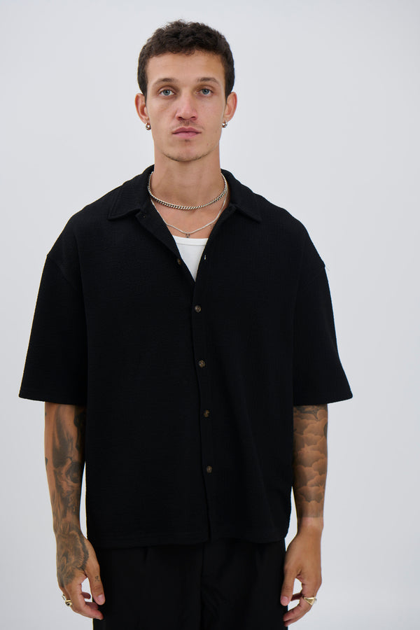 Lucas Drop Shirt Soft Texture Black