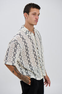 Lucas Drop Shirt Geo White