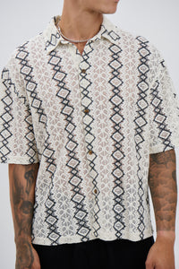 Lucas Drop Shirt Geo White