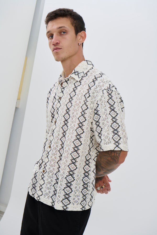 Lucas Drop Shirt Geo White