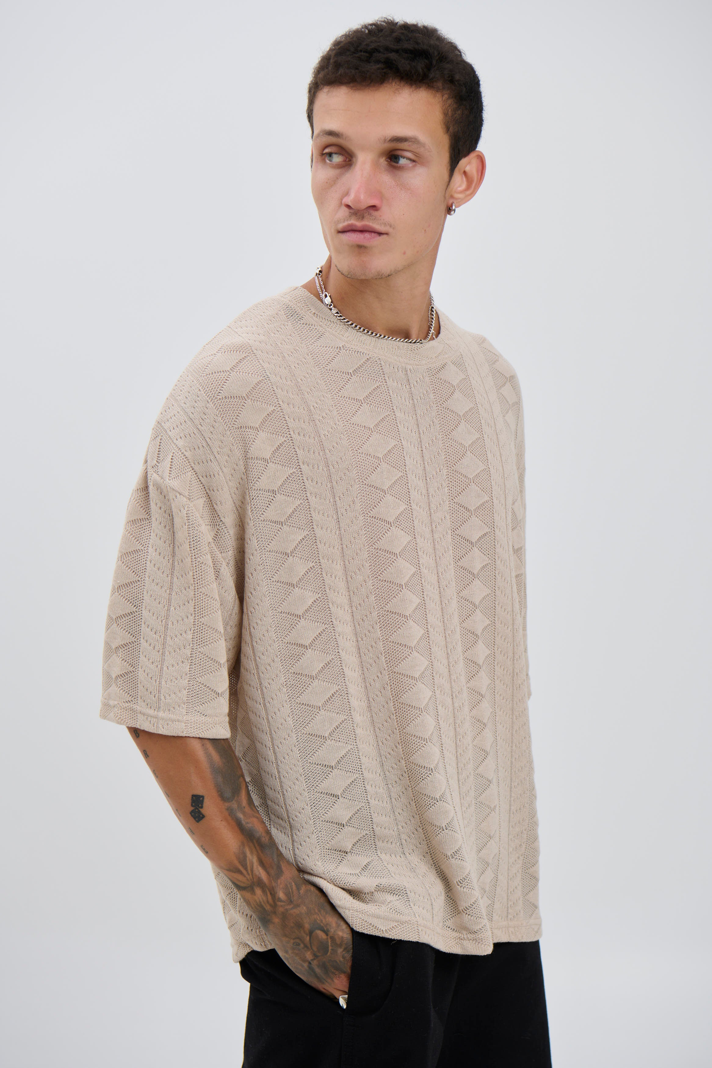 Ottis Knitted Crew Tee Oat