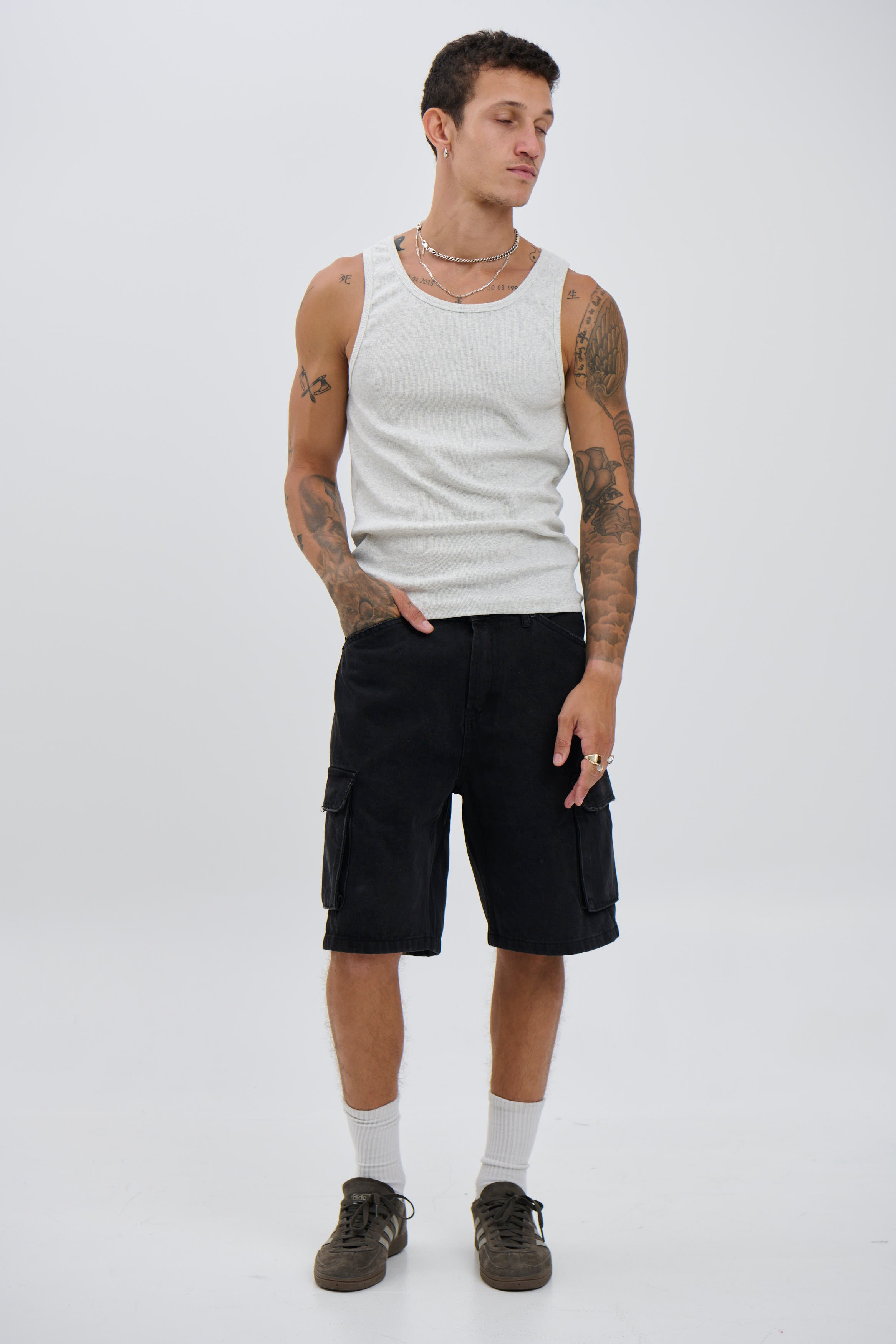 NTH Fitted Ribbed Tank Marle