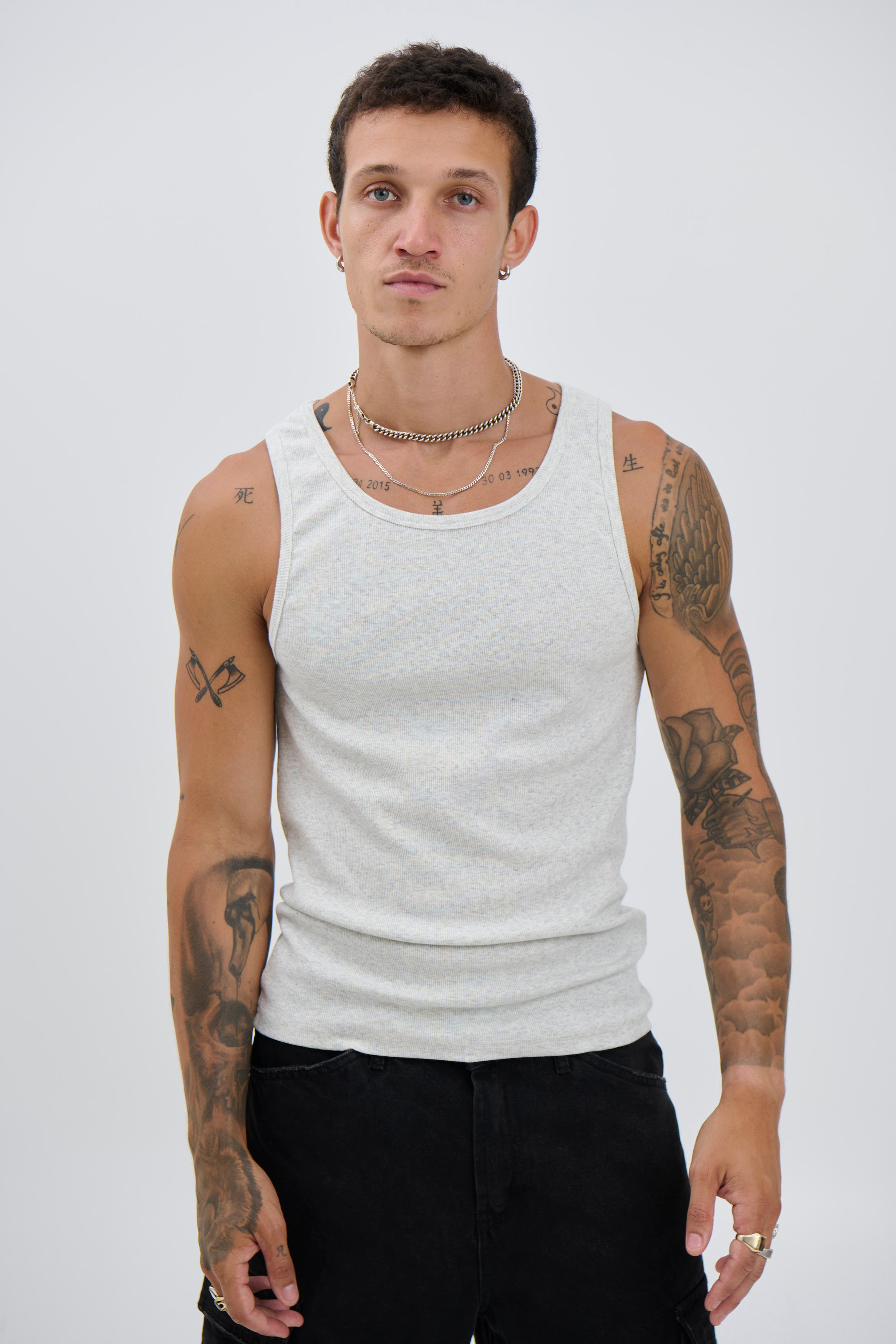 NTH Fitted Ribbed Tank Marle