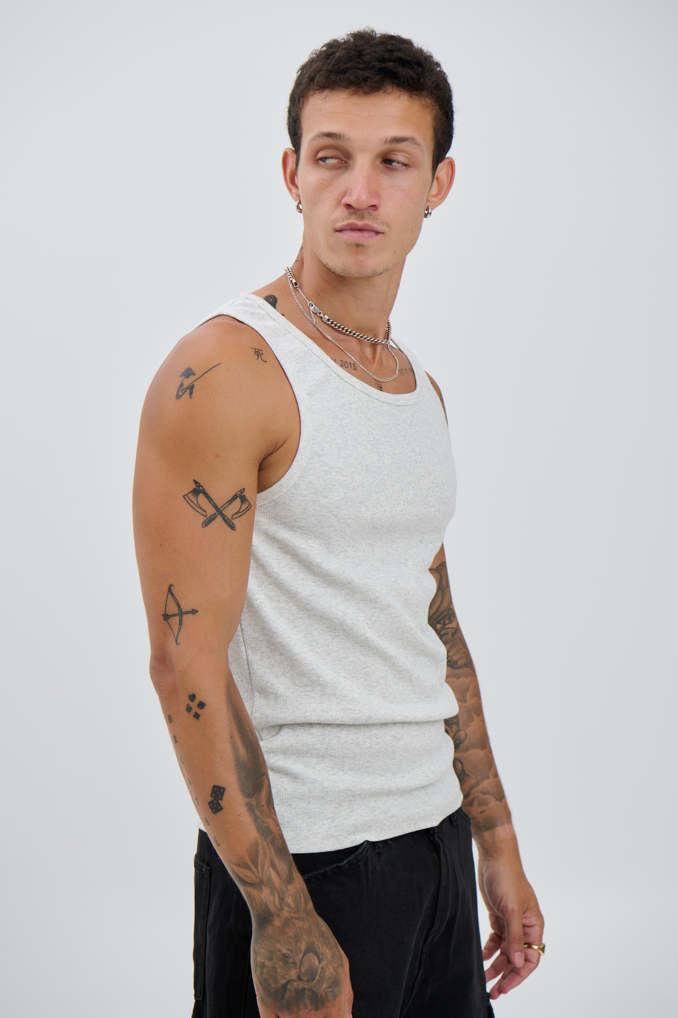 NTH Fitted Ribbed Tank Marle