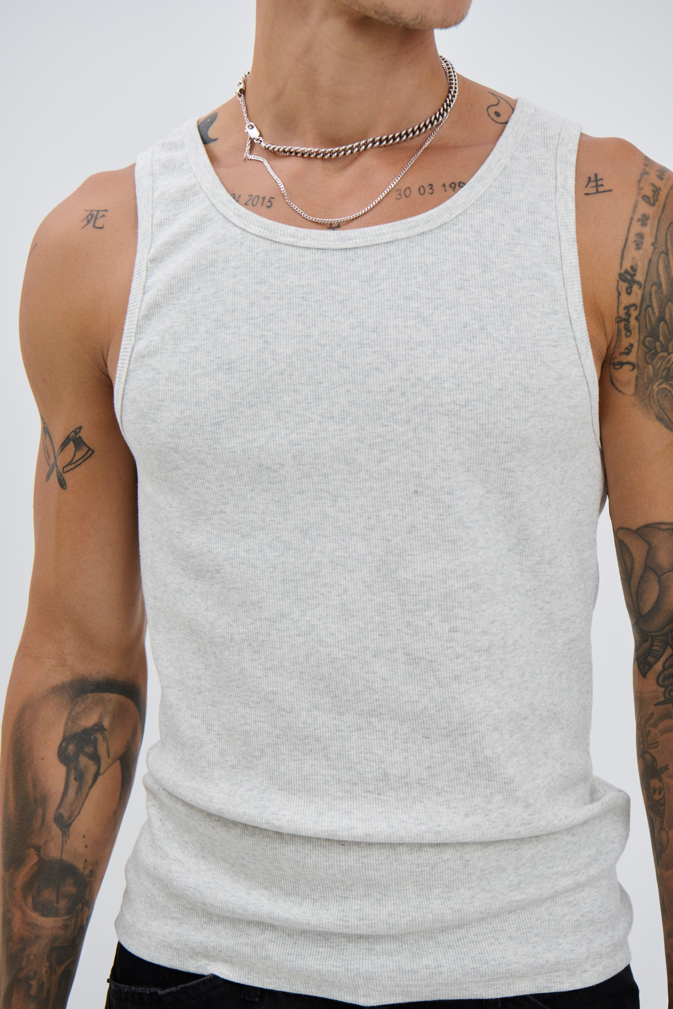 NTH Fitted Ribbed Tank Marle