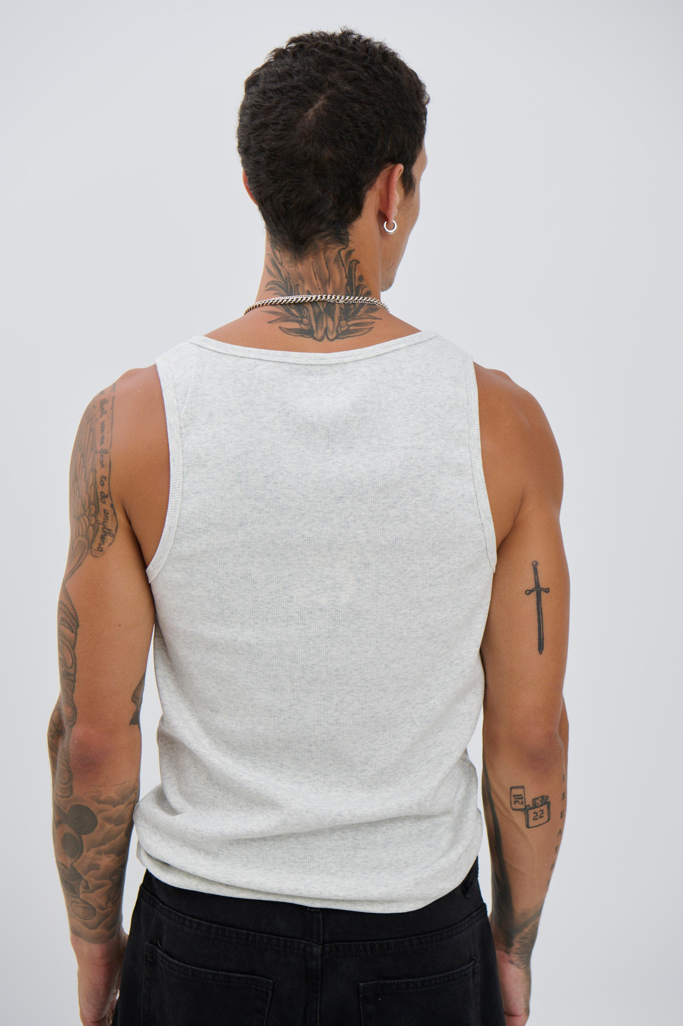NTH Fitted Ribbed Tank Marle