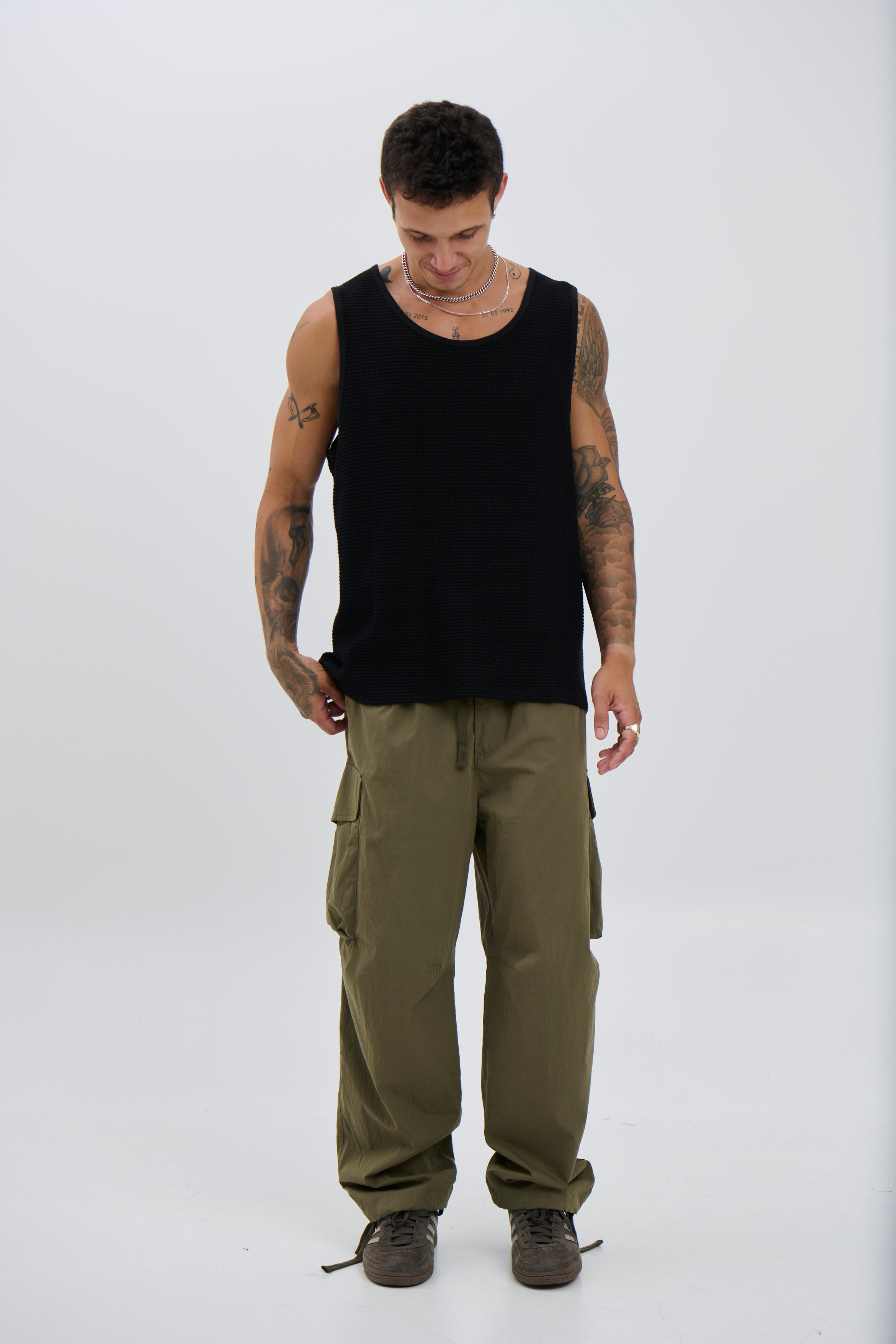 Joe Waffle Tank Black