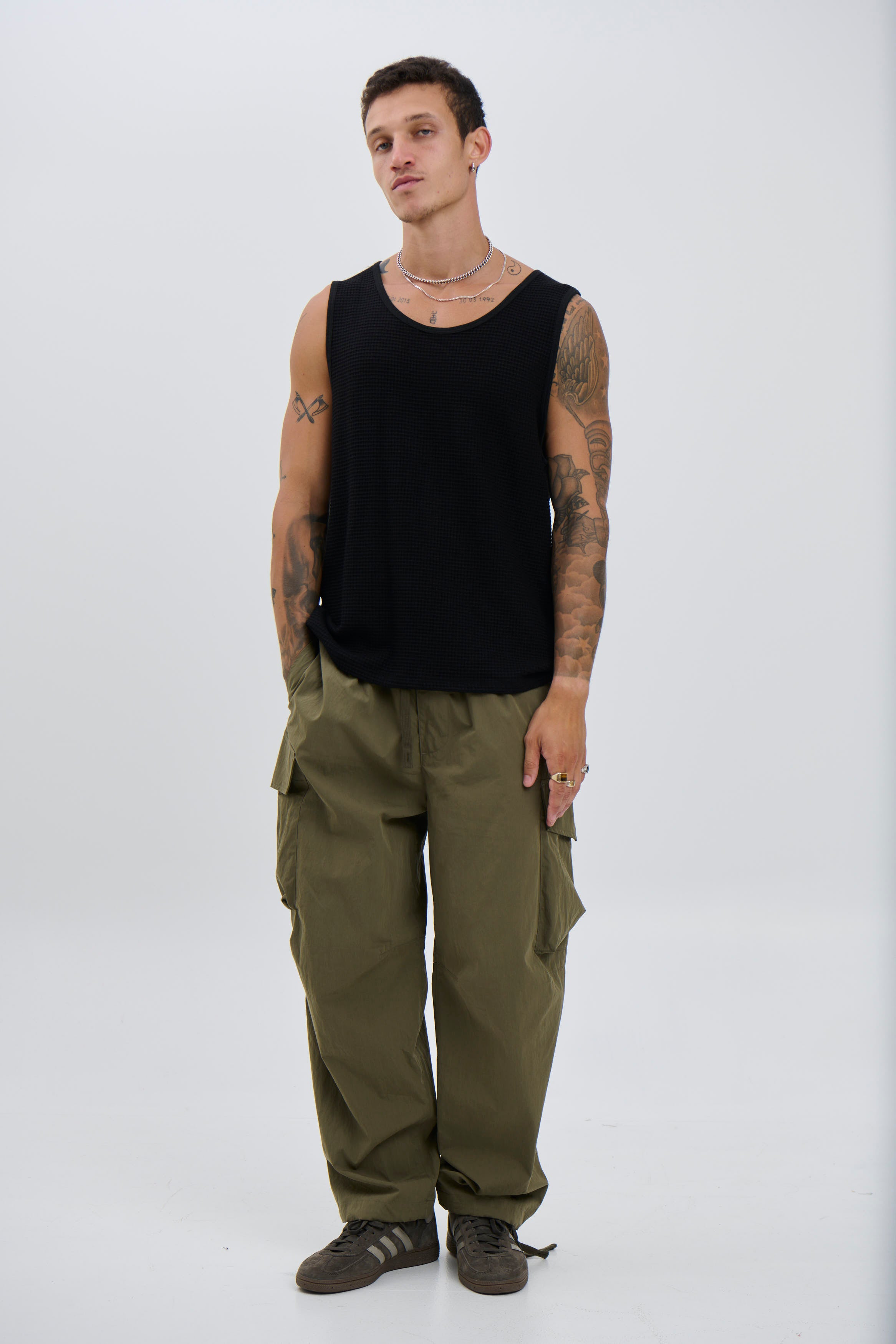 Joe Waffle Tank Black