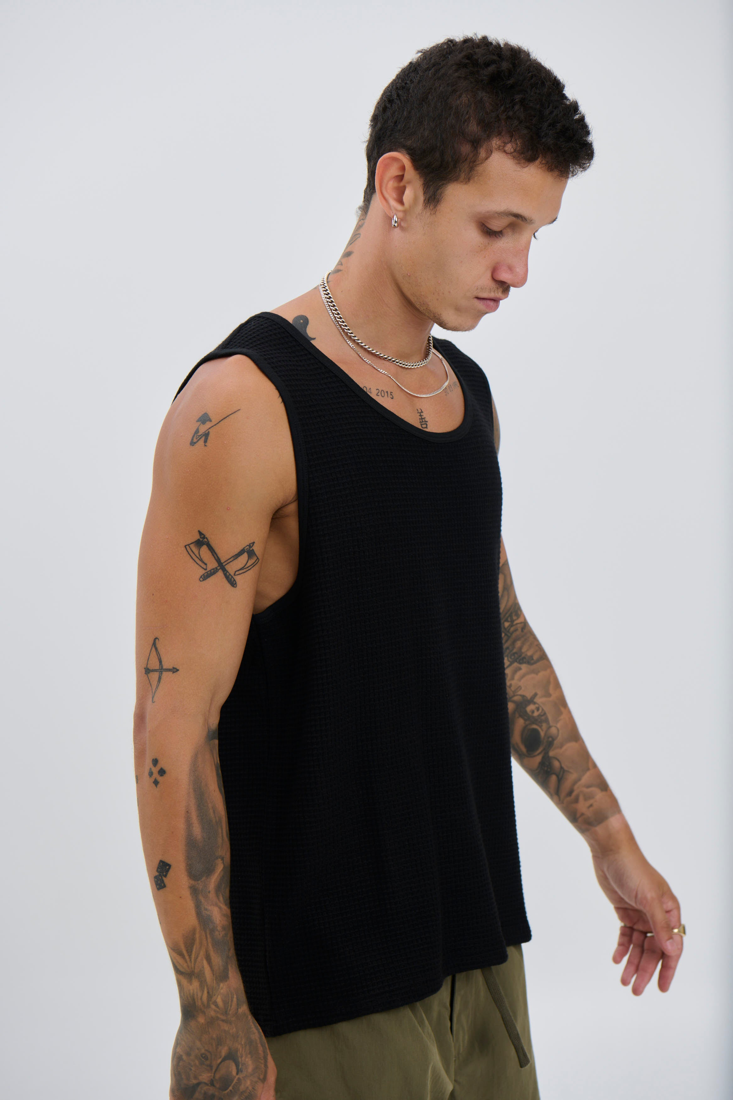 Joe Waffle Tank Black