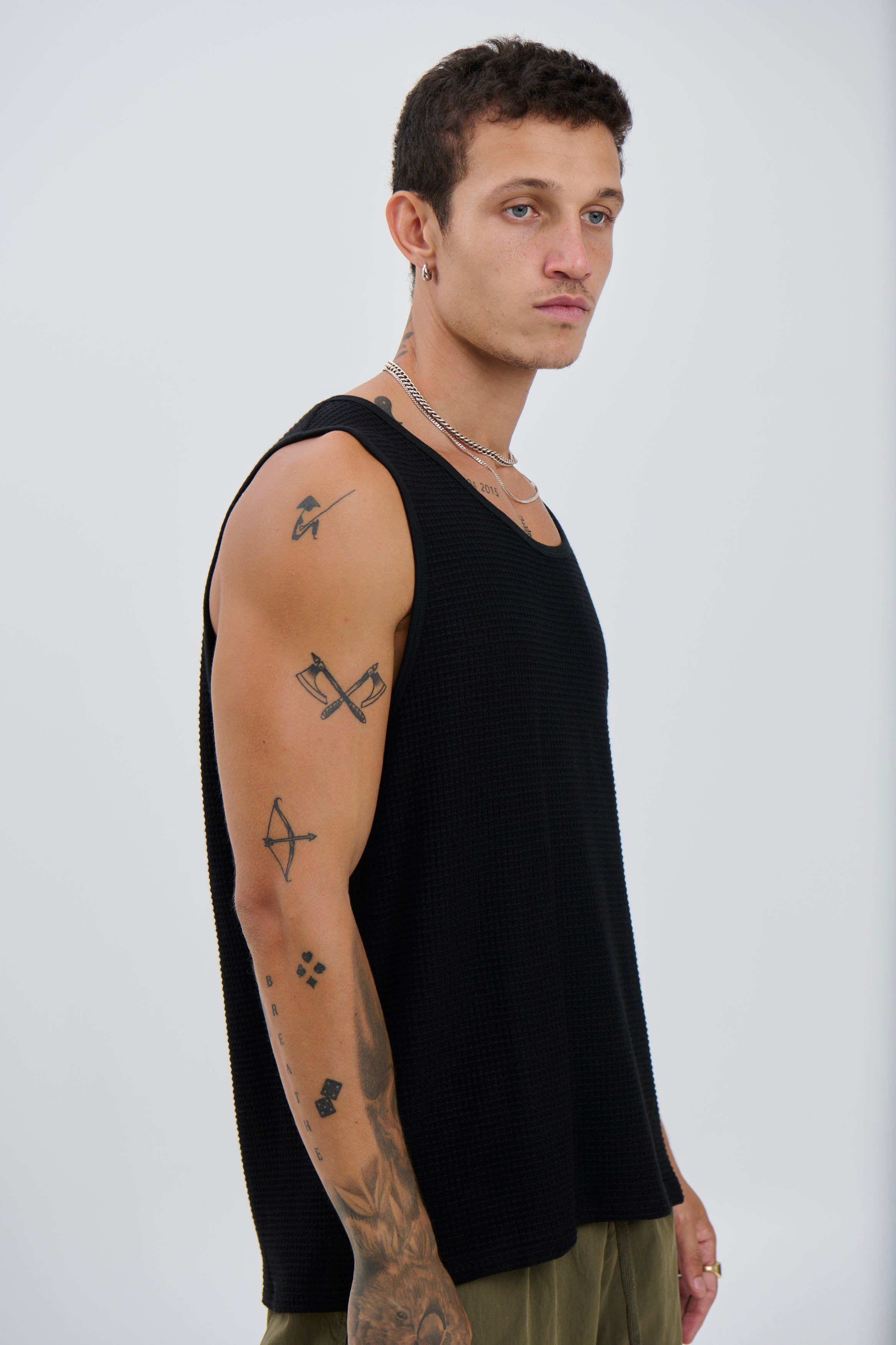 Joe Waffle Tank Black