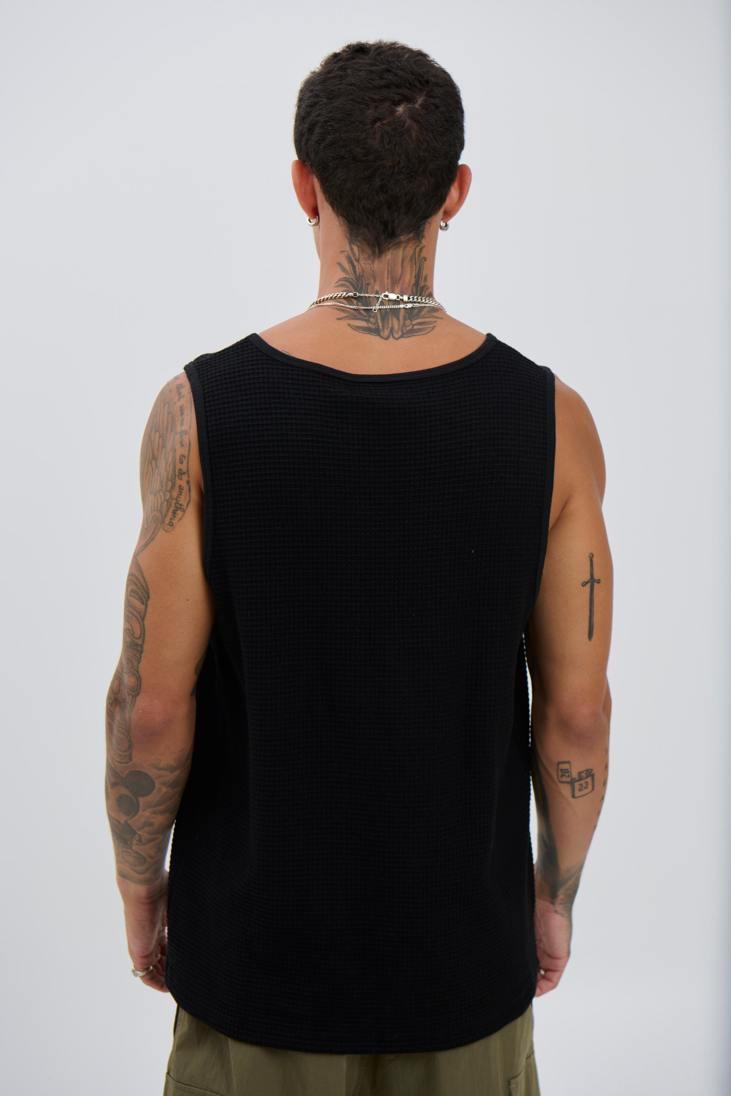 Joe Waffle Tank Black