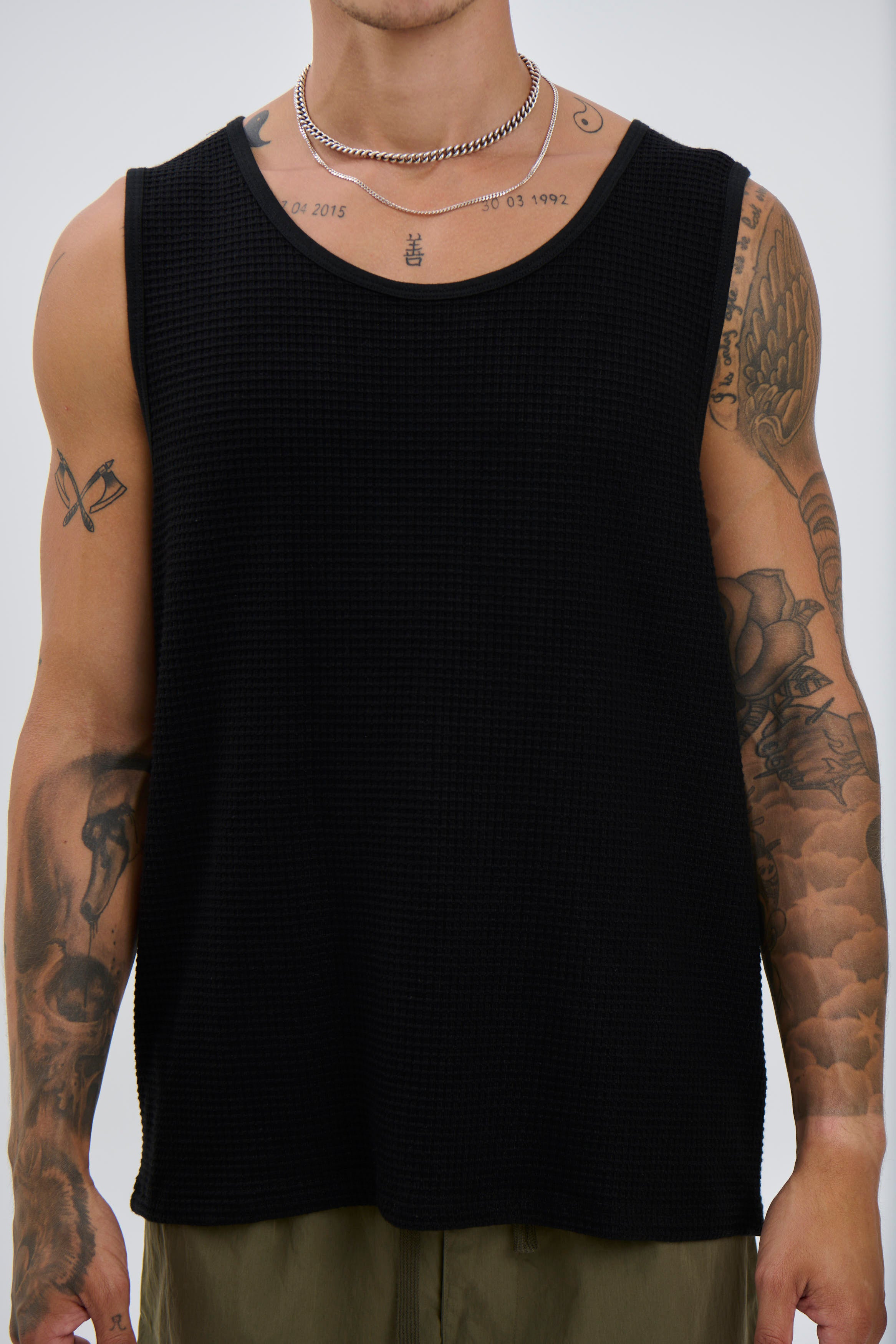 Joe Waffle Tank Black