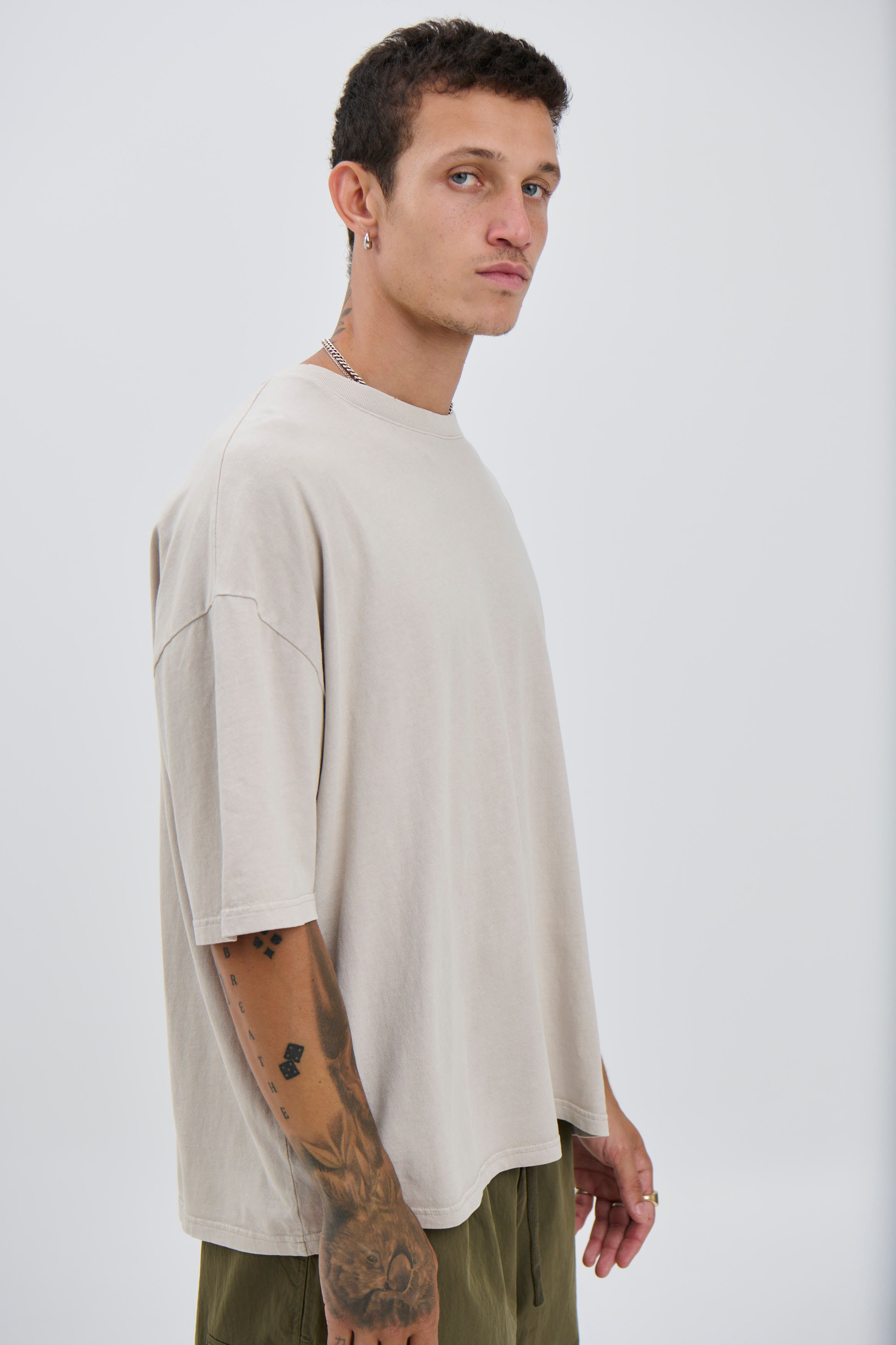 Salv Washed Crew Neck Tee Sand