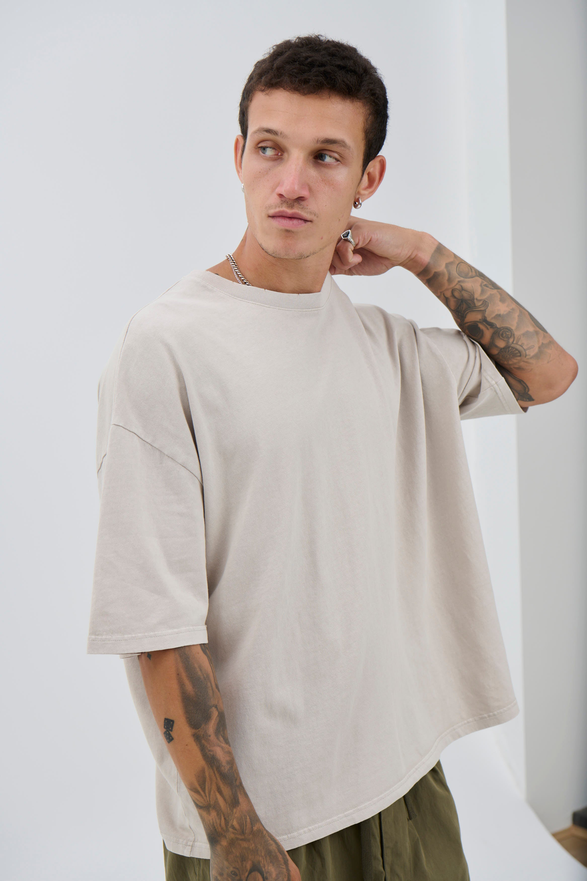 Salv Washed Crew Neck Tee Sand