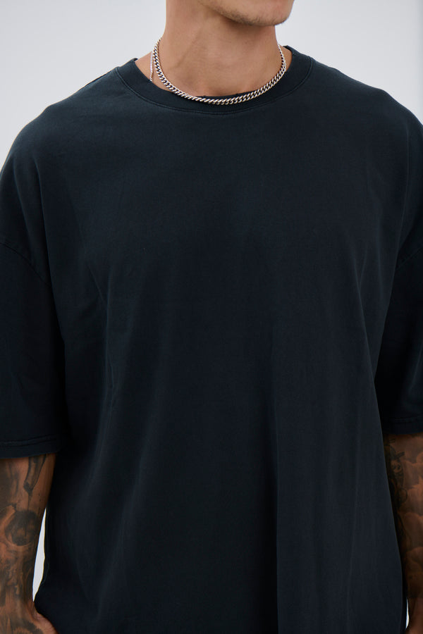 Salv Washed Crew Neck Tee Black