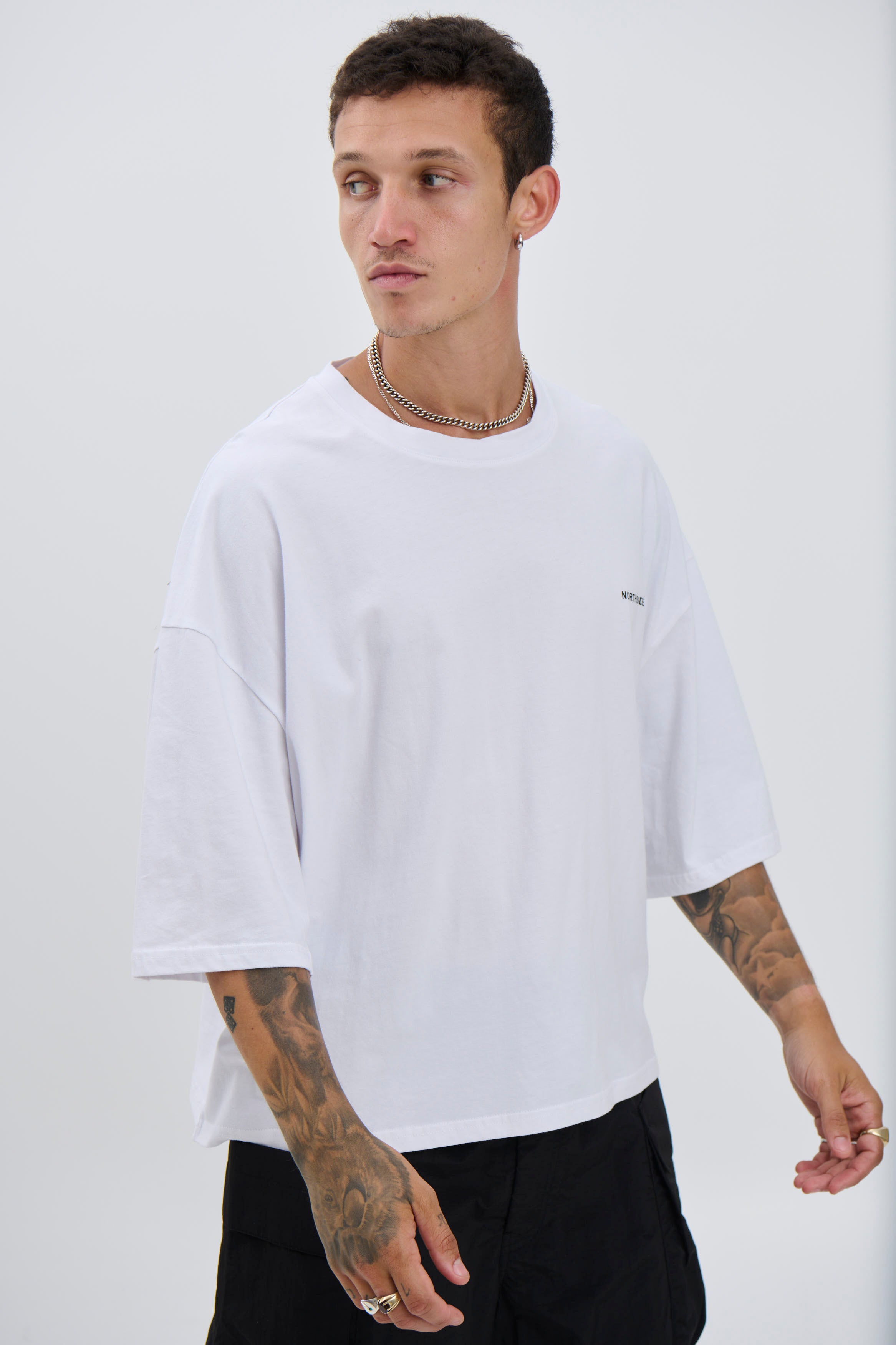 NTH Crop Box Tee Logo White - FINAL SALE