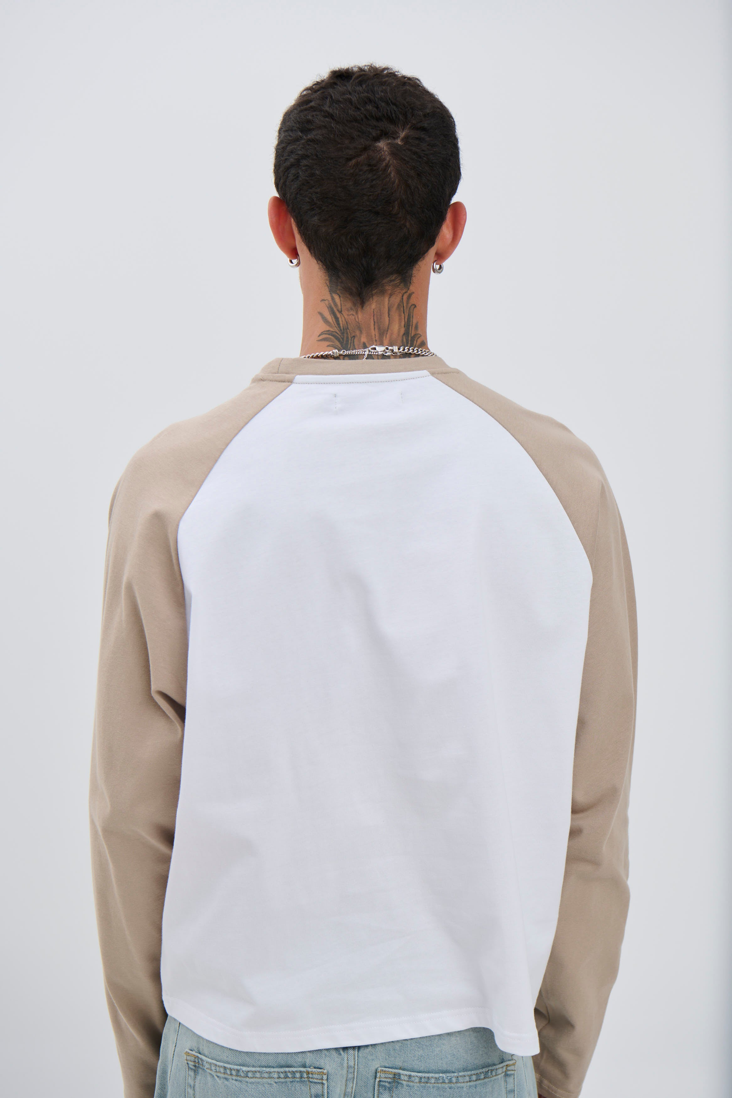 Crop Box Raglan Long Sleeve Light Khaki