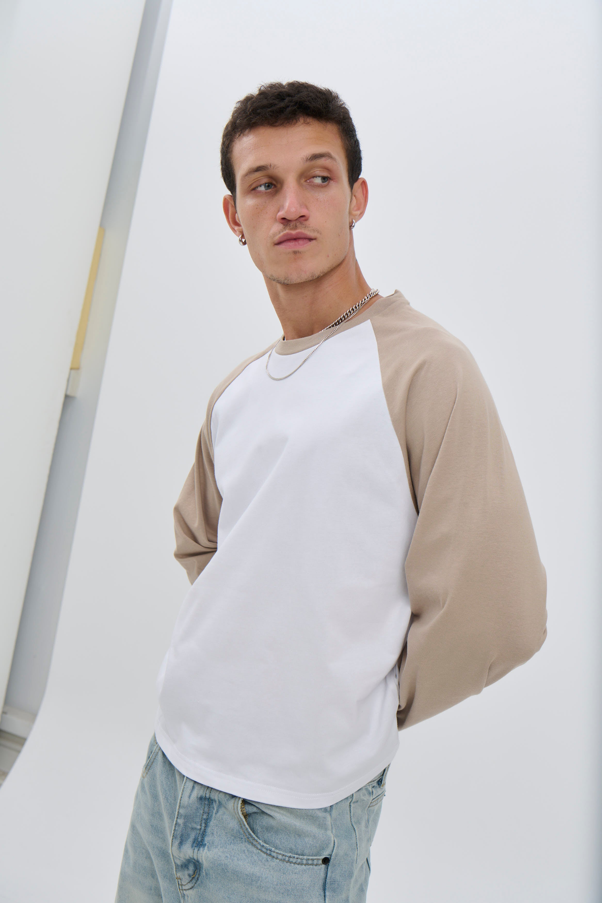 Crop Box Raglan Long Sleeve Light Khaki