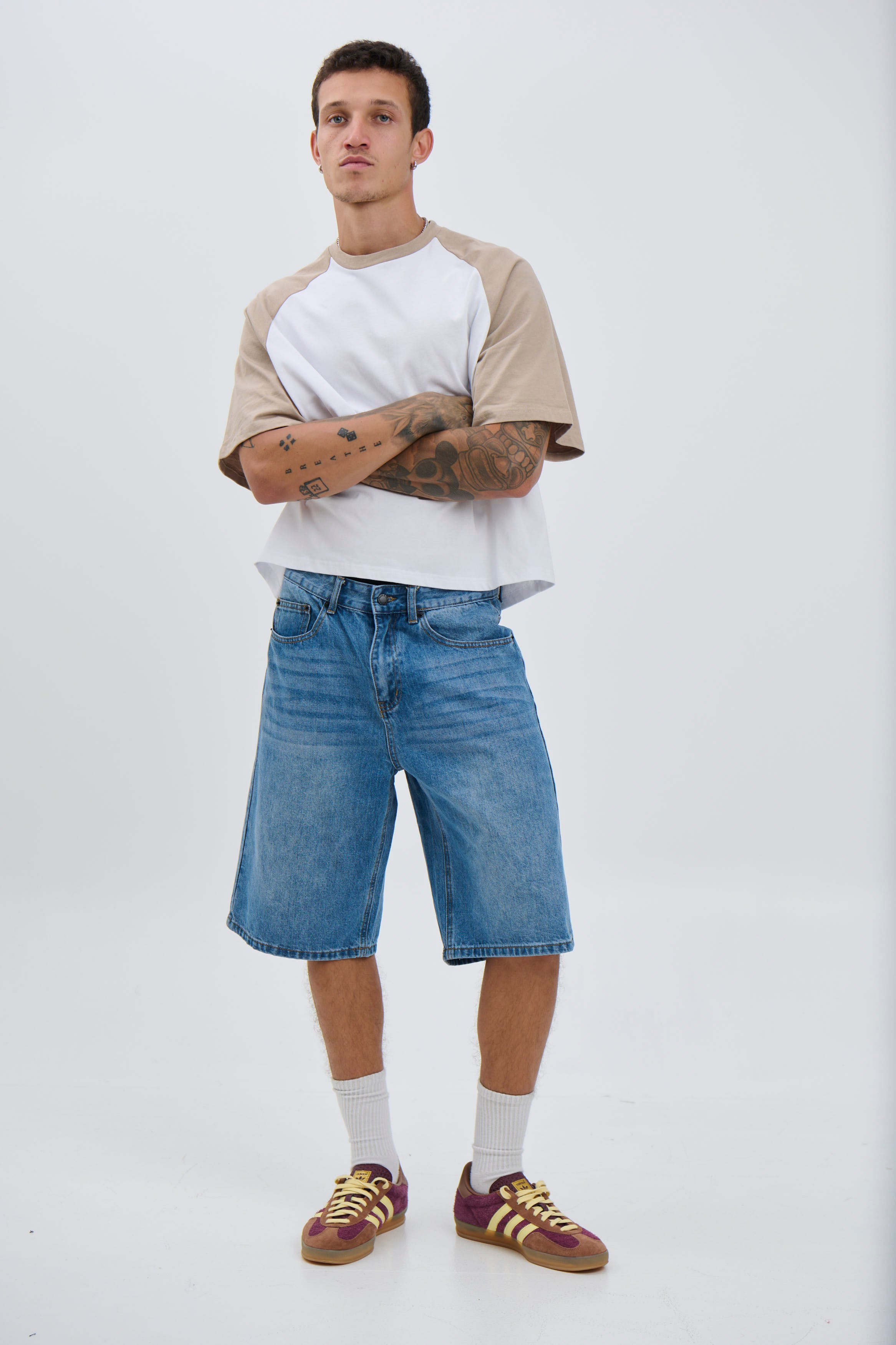 Crop Box Tee Raglan Light Khaki