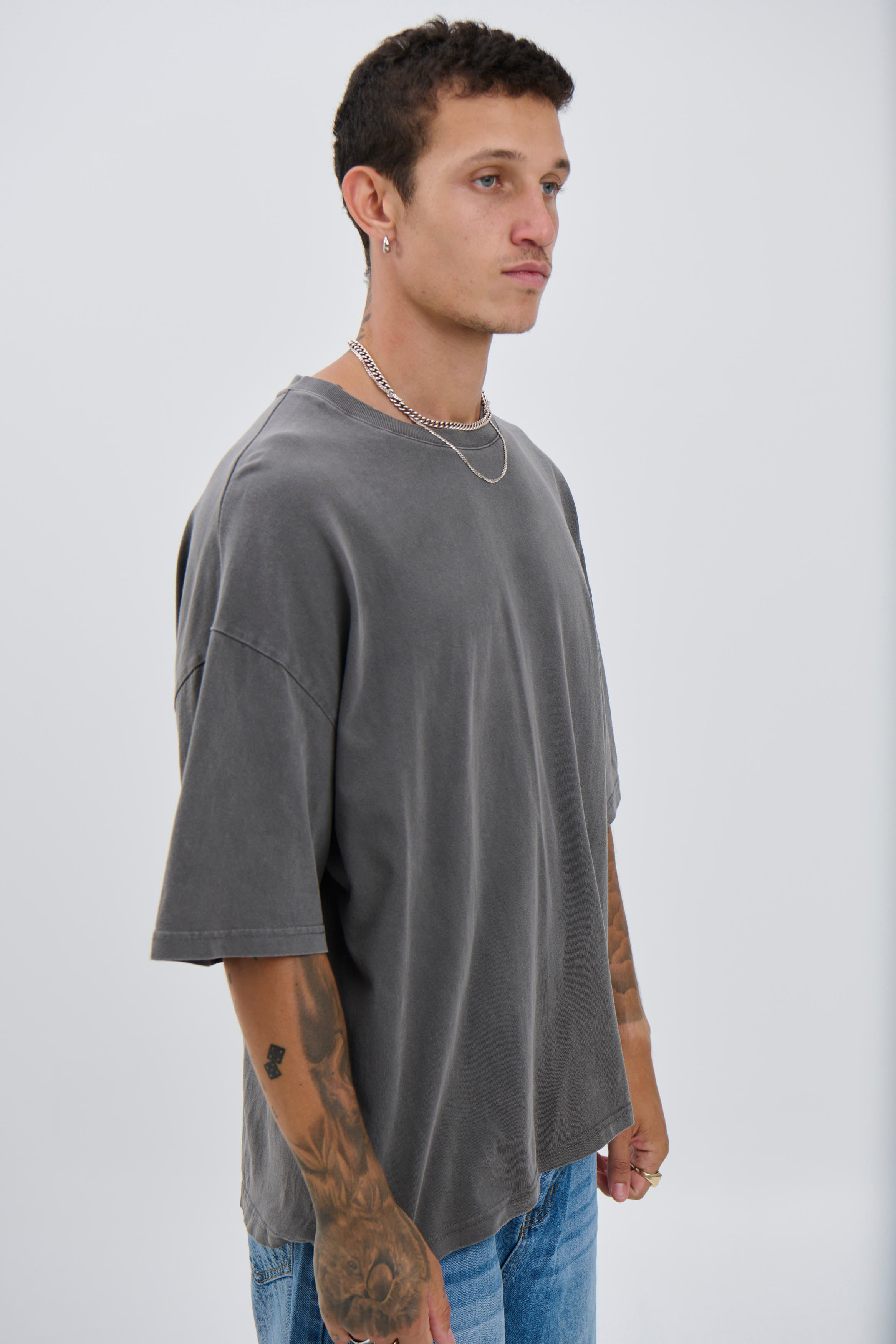 Salv Washed Crew Neck Tee Charcoal