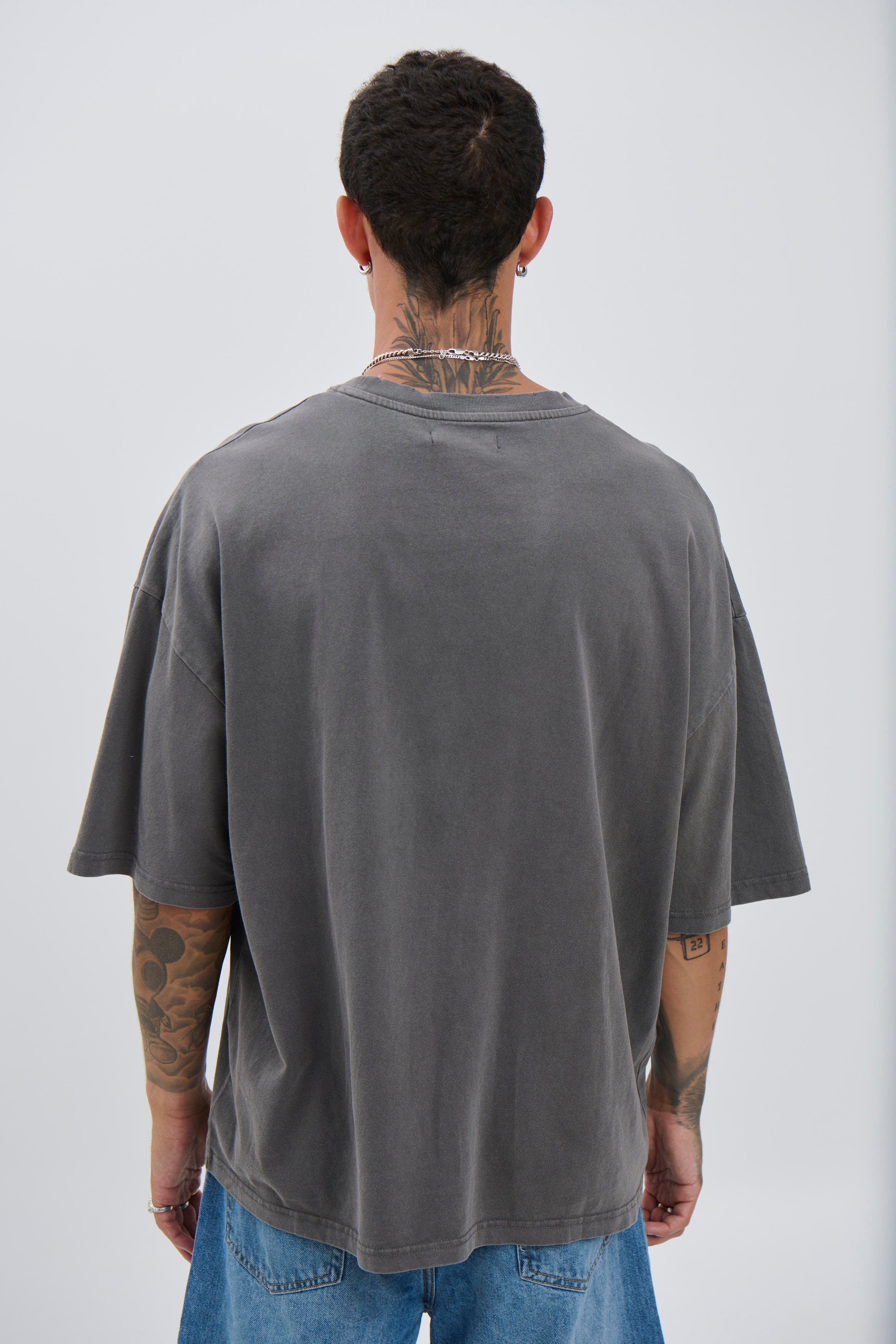 Salv Washed Crew Neck Tee Charcoal