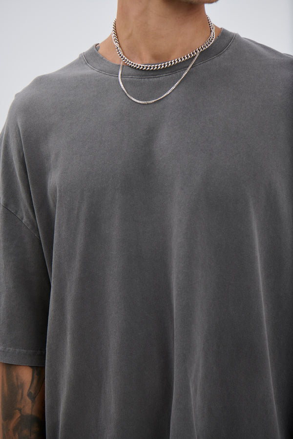 Salv Washed Crew Neck Tee Charcoal