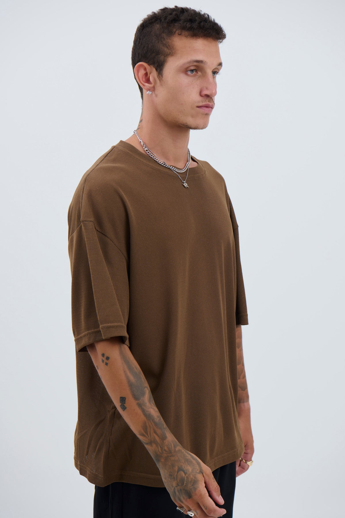 Woven Crew Neck Tee Choc