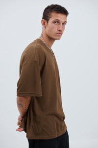 Woven Crew Neck Tee Choc