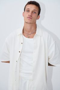 Lucas Drop Shirt Soft Texture White