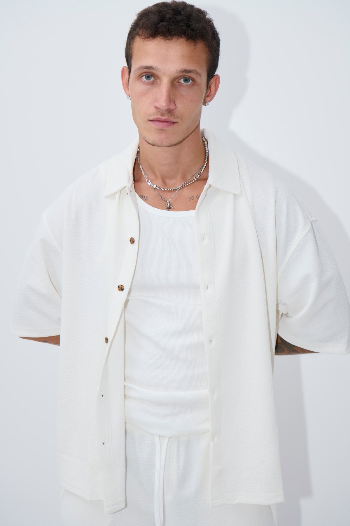 Lucas Drop Shirt Soft Texture White