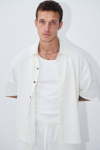 Lucas Drop Shirt Soft Texture White