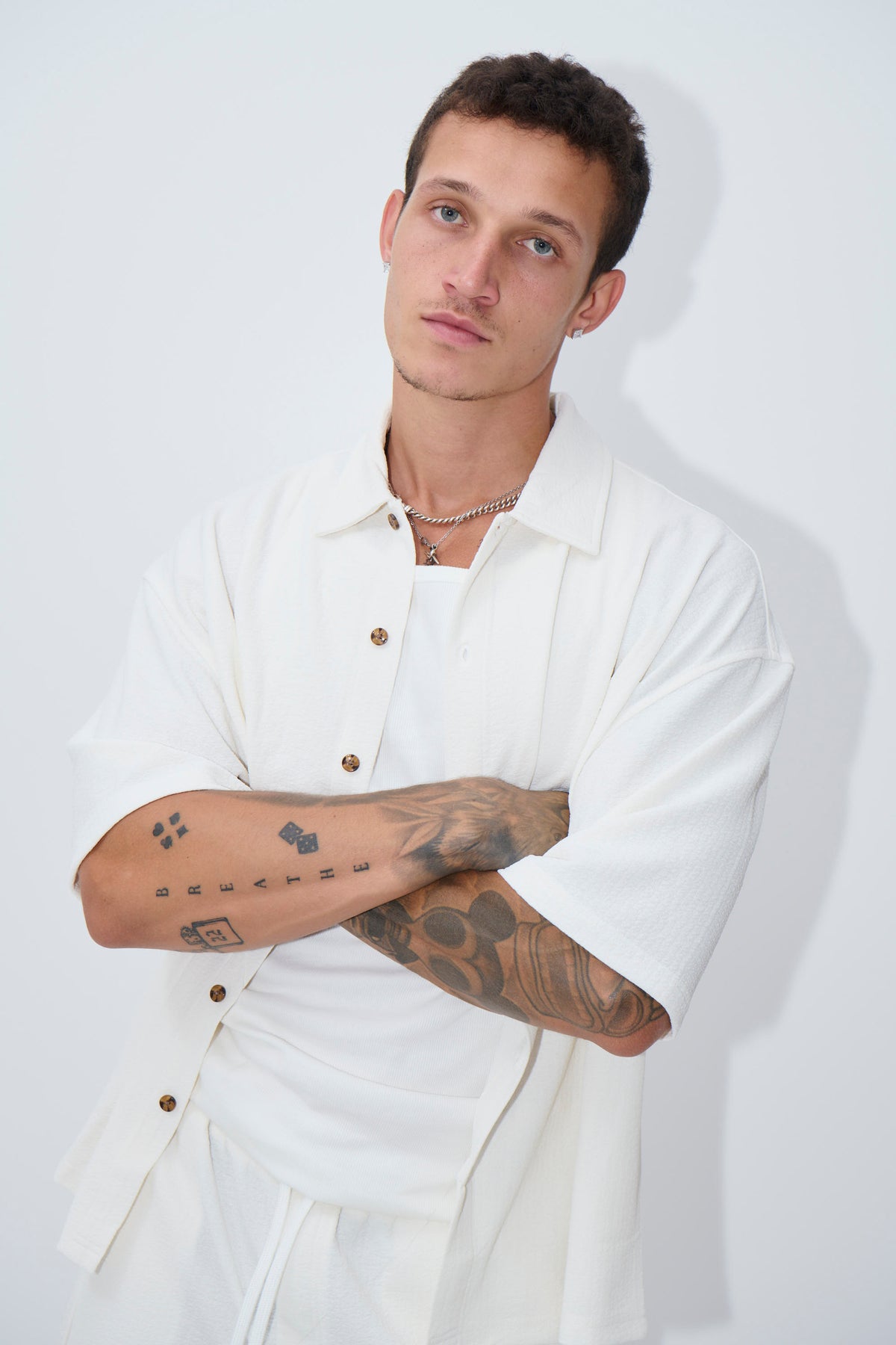 Lucas Drop Shirt Soft Texture White