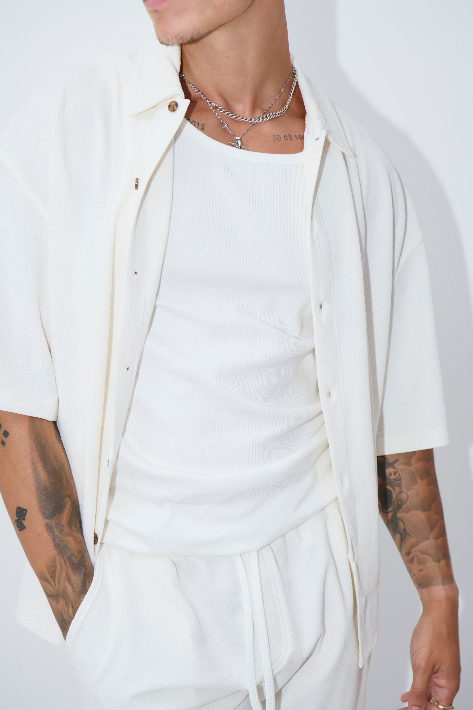 Lucas Drop Shirt Soft Texture White
