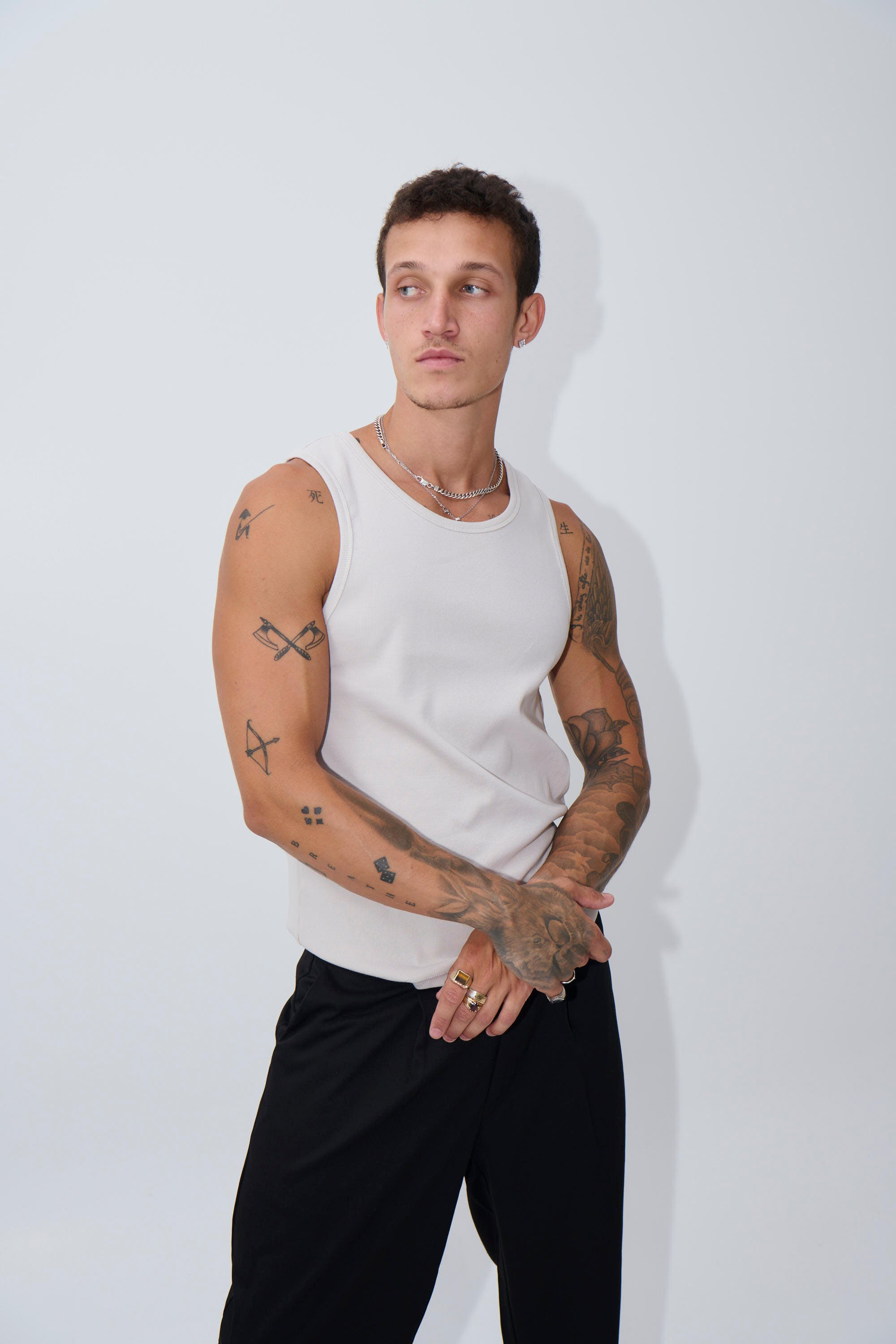 Declan Fitted Tank Beige