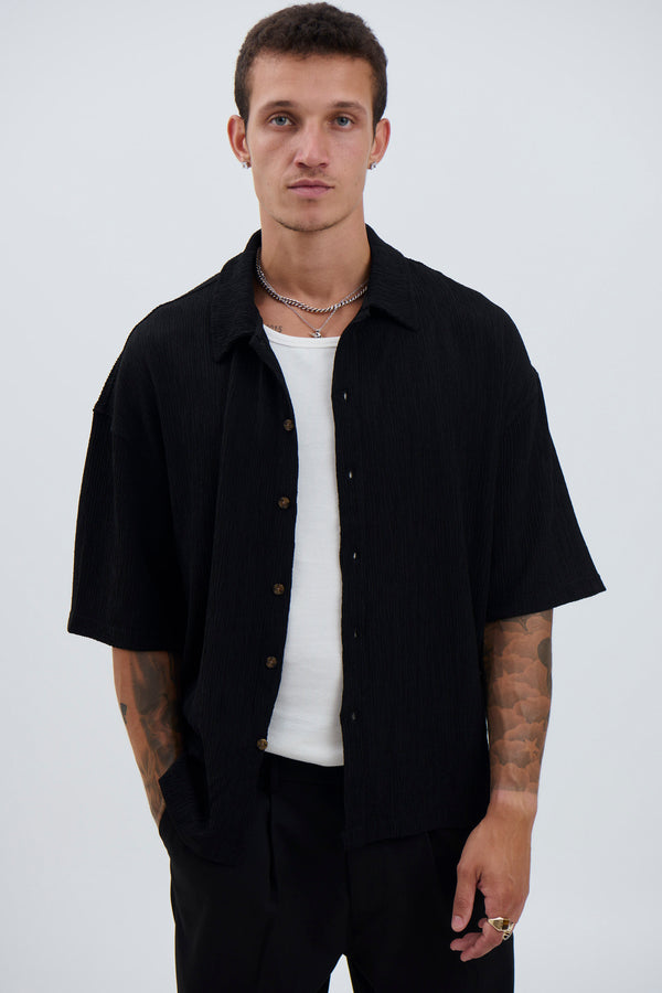 Lucas Drop Shirt Soft Texture Black