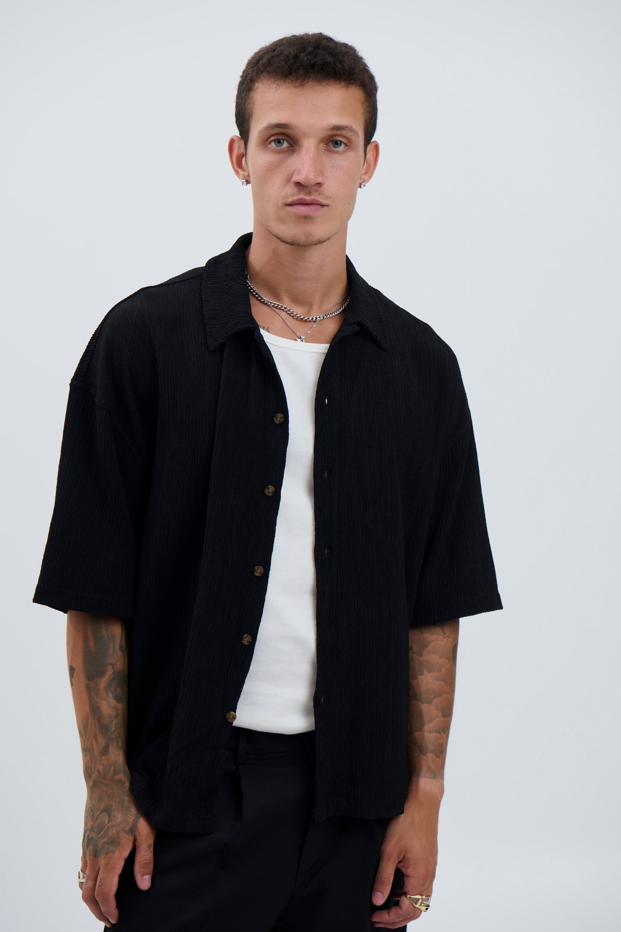 Lucas Drop Shirt Soft Texture Black