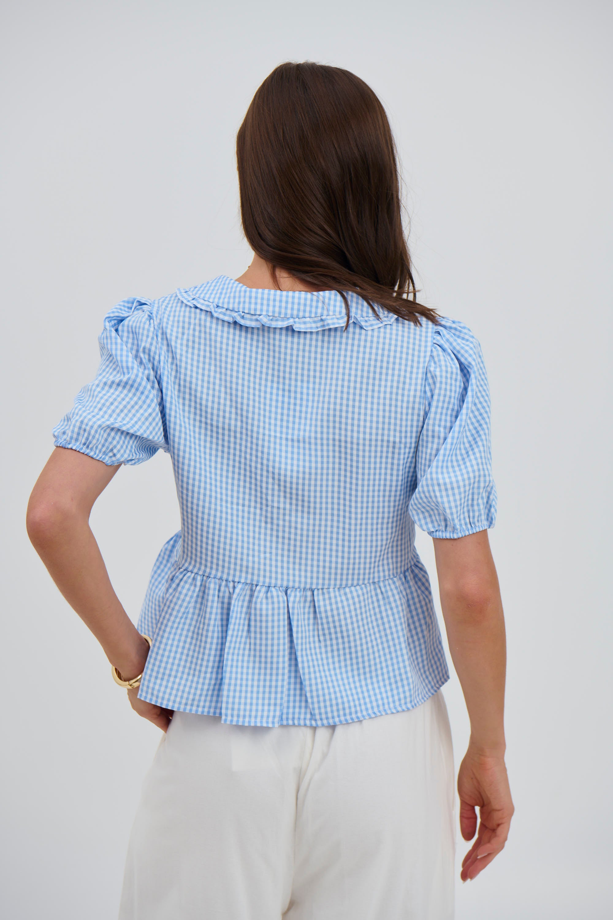 Sofia Gingham Top Blue - FINAL SALE